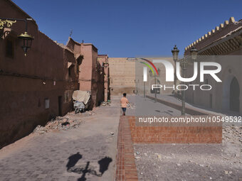 Marrakech, Morocco, 2023/09/11. Just a few days after the terrible earthquake in Morocco, the city of Marrakech is slowly getting back to li...