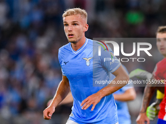 Gustav Isaksen of SS Lazio looks on during the UEFA Champions League Group E match between SS Lazio v Atletico de Madrid at Stadio Olimpico...