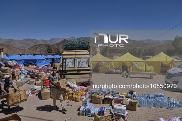 Morocco, Talat N'Yaaqoub, 2023-09-13. In the village of Talat N'Yaaqoub, a large-scale mobilisation was organised to help the victims of the...