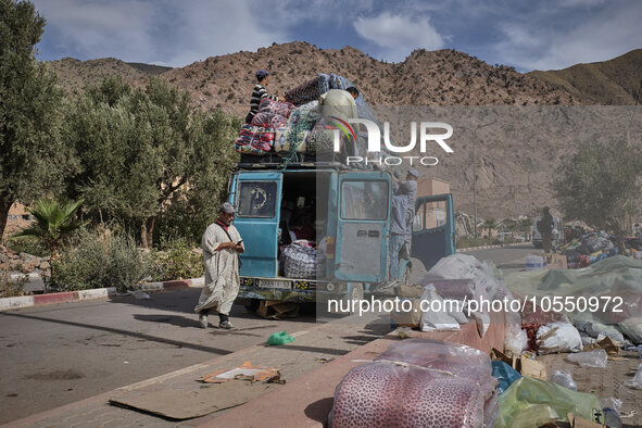 Morocco, Talat N'Yaaqoub, 2023-09-13. In the village of Talat N'Yaaqoub, a large-scale mobilisation was organised to help the victims of the...