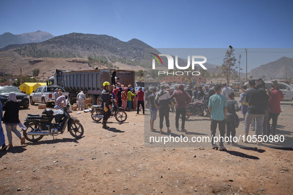 Morocco, Talat N'Yaaqoub, 2023-09-13. In the village of Talat N'Yaaqoub, a large-scale mobilisation was organised to help the victims of the...