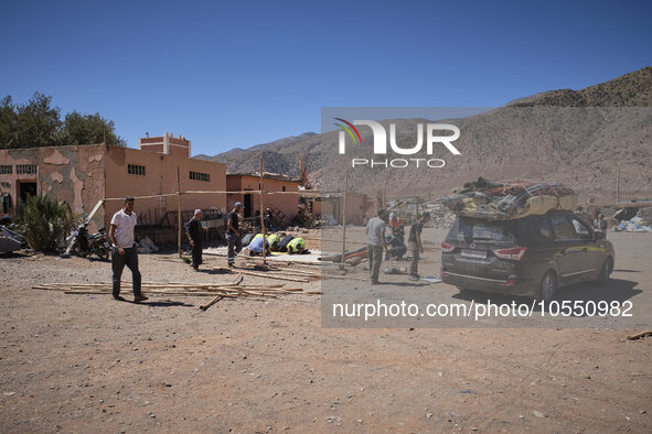 Morocco, Talat N'Yaaqoub, 2023-09-13. In the village of Talat N'Yaaqoub, a large-scale mobilisation was organised to help the victims of the...