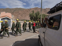 In Talat N'Yaaqoub, Morocco, on September 14, 2023, a Moroccan rescue operation team is preparing to intervene in a hamlet near the area. (