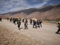 Morocco, Talat N'Yaaqoub, 2023-09-14. A Moroccan rescue operation team prepares to intervene in a hamlet near Talat N'Yaaqoub. (