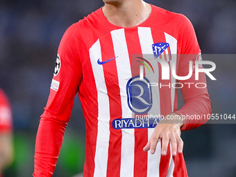 Alvaro Morata of Atletico de Madrid looks on during the UEFA Champions League Group E match between SS Lazio v Atletico de Madrid at Stadio...