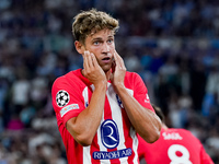 Marcos Llorente of Atletico de Madrid looks dejected during the UEFA Champions League Group E match between SS Lazio v Atletico de Madrid at...