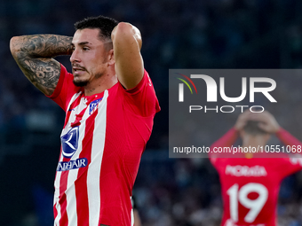 Jose' Gimenez of Atletico de Madrid looks dejected during the UEFA Champions League Group E match between SS Lazio v Atletico de Madrid at S...