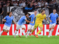 Ivan Provedel of SS Lazio celebrates with teammates after scoring the team's first goal to equalise  during the UEFA Champions League Group...