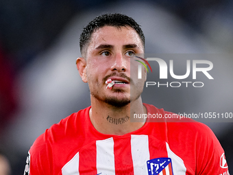 Jose' Gimenez of Atletico de Madrid looks dejected during the UEFA Champions League Group E match between SS Lazio v Atletico de Madrid at S...