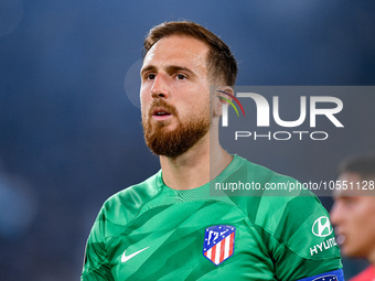 Jan Oblak of Atletico de Madrid looks on during the UEFA Champions League Group E match between SS Lazio v Atletico de Madrid at Stadio Olim...