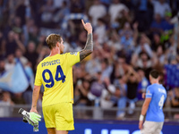 Ivan Provedel of SS Lazio celebrates at the end of the UEFA Champions League Group E match between SS Lazio v Atletico de Madrid at Stadio O...