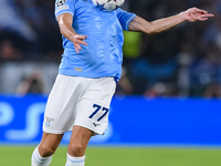 Adam Marusic of SS Lazio controls the ball during the UEFA Champions League Group E match between SS Lazio v Atletico de Madrid at Stadio Ol...