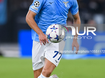 Adam Marusic of SS Lazio during the UEFA Champions League Group E match between SS Lazio v Atletico de Madrid at Stadio Olimpico Roma on Sep...