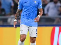 Luca Pellegrini of SS Lazio during the UEFA Champions League Group E match between SS Lazio v Atletico de Madrid at Stadio Olimpico Roma on...