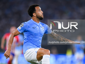 Felipe Anderson of SS Lazio during the UEFA Champions League Group E match between SS Lazio v Atletico de Madrid at Stadio Olimpico Roma on...