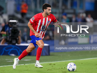 Mario Hermoso of Atletico de Madrid during the UEFA Champions League Group E match between SS Lazio v Atletico de Madrid at Stadio Olimpico...