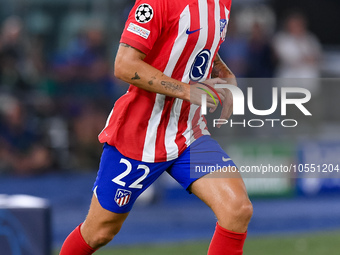 Mario Hermoso of Atletico de Madrid during the UEFA Champions League Group E match between SS Lazio v Atletico de Madrid at Stadio Olimpico...