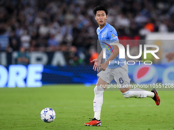 Daichi Kamada of SS Lazio during the UEFA Champions League Group E match between SS Lazio v Atletico de Madrid at Stadio Olimpico Roma on Se...