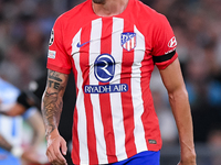 Stefan Savic of Atletico de Madrid looks on during the UEFA Champions League Group E match between SS Lazio v Atletico de Madrid at Stadio O...