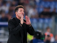 Diego Simeone head coach of Atletico de Madrid yells during the UEFA Champions League Group E match between SS Lazio v Atletico de Madrid at...