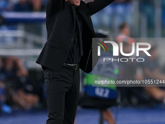 Diego Simeone head coach of Atletico de Madrid gestures during the UEFA Champions League Group E match between SS Lazio v Atletico de Madrid...