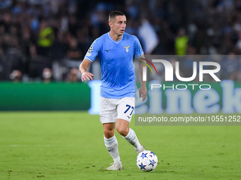 Adam Marusic of SS Lazio during the UEFA Champions League Group E match between SS Lazio v Atletico de Madrid at Stadio Olimpico Roma on Sep...