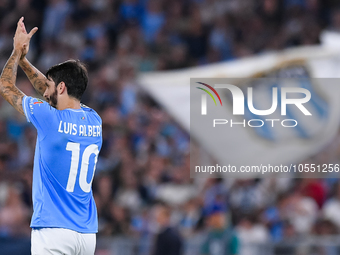 Luis Alberto of SS Lazio gestures during the UEFA Champions League Group E match between SS Lazio v Atletico de Madrid at Stadio Olimpico Ro...