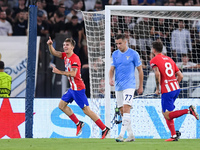 Pablo Barrios of Atletico de Madrid celebrates after scoring first goal during the UEFA Champions League Group E match between SS Lazio v At...