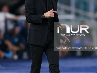 Diego Simeone head coach of Atletico de Madrid yells during the UEFA Champions League Group E match between SS Lazio v Atletico de Madrid at...