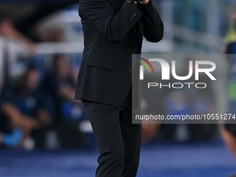 Diego Simeone head coach of Atletico de Madrid yells during the UEFA Champions League Group E match between SS Lazio v Atletico de Madrid at...