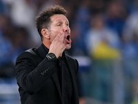 Diego Simeone head coach of Atletico de Madrid yells during the UEFA Champions League Group E match between SS Lazio v Atletico de Madrid at...