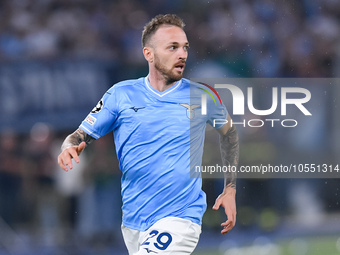 Manuel Lazzari of SS Lazio during the UEFA Champions League Group E match between SS Lazio v Atletico de Madrid at Stadio Olimpico Roma on S...