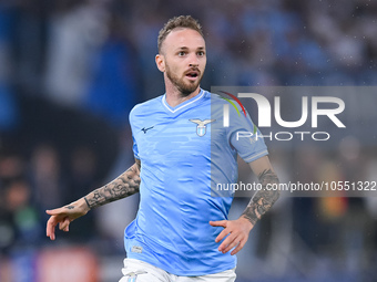 Mattia Zaccagni of SS Lazio during the UEFA Champions League Group E match between SS Lazio v Atletico de Madrid at Stadio Olimpico Roma on...