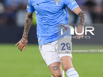 Manuel Lazzari of SS Lazio during the UEFA Champions League Group E match between SS Lazio v Atletico de Madrid at Stadio Olimpico Roma on S...