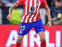 Stefan Savic of Atletico de Madrid during the UEFA Champions League Group E match between SS Lazio v Atletico de Madrid at Stadio Olimpico R...