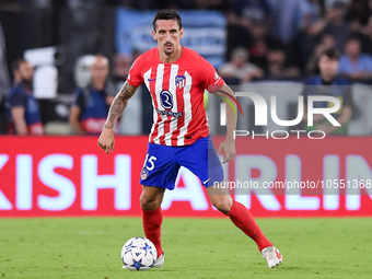 Stefan Savic of Atletico de Madrid during the UEFA Champions League Group E match between SS Lazio v Atletico de Madrid at Stadio Olimpico R...