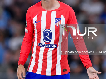 Alvaro Morata of Atletico de Madrid looks on during the UEFA Champions League Group E match between SS Lazio v Atletico de Madrid at Stadio...