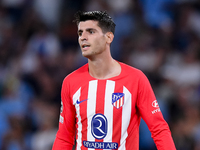 Alvaro Morata of Atletico de Madrid looks on during the UEFA Champions League Group E match between SS Lazio v Atletico de Madrid at Stadio...