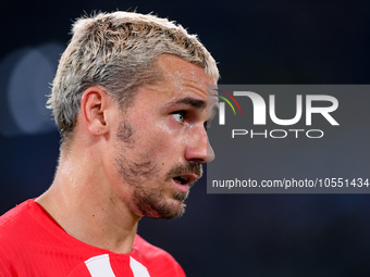 Antoine Griezmann of Atletico de Madrid looks on during the UEFA Champions League Group E match between SS Lazio v Atletico de Madrid at Sta...