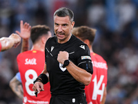 Referee Slavko Vincic during the UEFA Champions League Group E match between SS Lazio v Atletico de Madrid at Stadio Olimpico Roma on Septem...