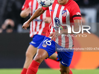 Nahuel Molina of Atletico de Madrid during the UEFA Champions League Group E match between SS Lazio v Atletico de Madrid at Stadio Olimpico...