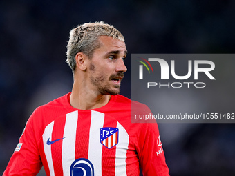 Antoine Griezmann of Atletico de Madrid looks on during the UEFA Champions League Group E match between SS Lazio v Atletico de Madrid at Sta...