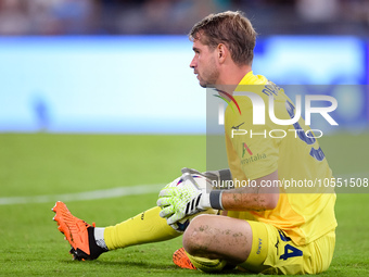 Ivan Provedel of SS Lazio looks on during the UEFA Champions League Group E match between SS Lazio v Atletico de Madrid at Stadio Olimpico R...