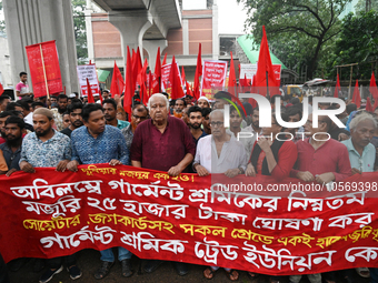 Garment Workers Trade Union Centre activists held a demonstration demanding the announcement of a minimum wage twenty five thousand taka for...