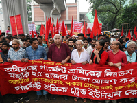 Garment Workers Trade Union Centre activists held a demonstration demanding the announcement of a minimum wage twenty five thousand taka for...