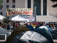 In Rome, Italy, on October 2, 2023, the students of La Sapienza University are continuing to protest against high rents by sleeping in tents...