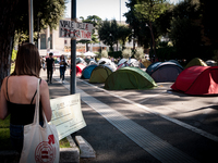 In Rome, Italy, on October 2, 2023, the students of La Sapienza University are continuing to protest against high rents by sleeping in tents...