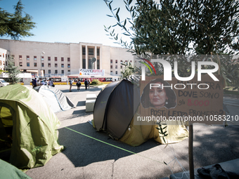 In Rome, Italy, on October 2, 2023, the students of La Sapienza University are continuing to protest against high rents by sleeping in tents...