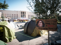 In Rome, Italy, on October 2, 2023, the students of La Sapienza University are continuing to protest against high rents by sleeping in tents...