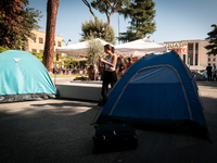 In Rome, Italy, on October 2, 2023, the students of La Sapienza University are continuing to protest against high rents by sleeping in tents...